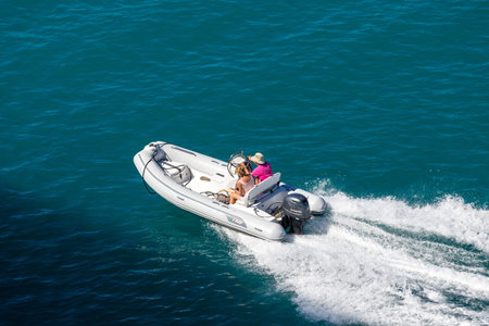 Couple in Rubber Dinghy
