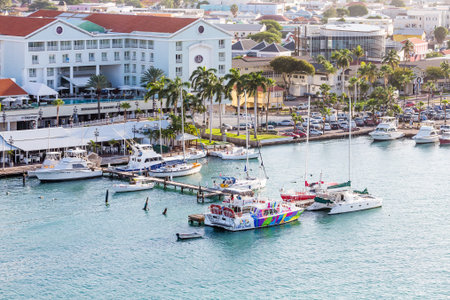 Boats Docked at Aruba Renaissanceのeditorial素材