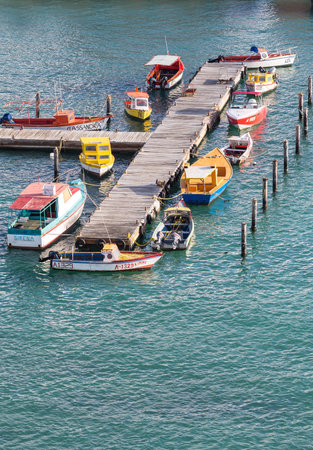 Small Colorful Fishing Boats in Arubaのeditorial素材