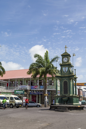 Green Clock in St Kitts Squareのeditorial素材