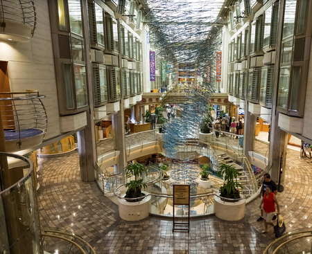 BASSETERRE, SAINT KITTS - May 18, 2015: Port Zante is the harbor in Basseterre, Saint Kitts, which has grown into a shopping mecca thanks to cruise ships such as NCL and Royal Caribbeanのeditorial素材