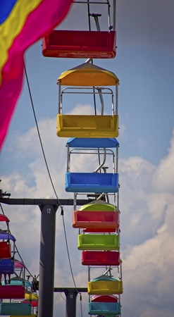 Gondolas in Sky with Bannerの写真素材