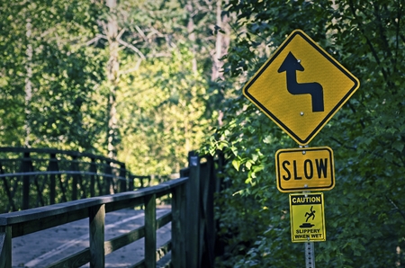 Slow Sign on Bridgeの写真素材