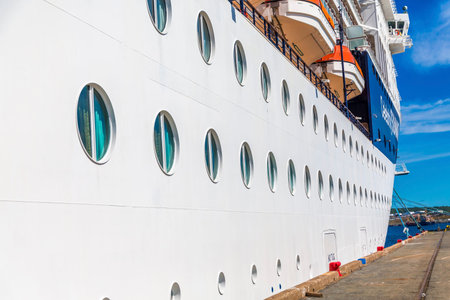 Portholes Along Cruise Shipの写真素材