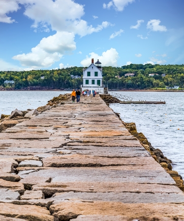 Walkway to Rockland Lighthouseのeditorial素材