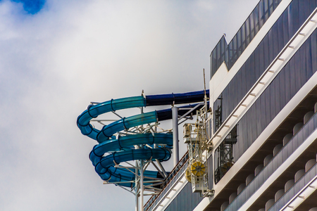 Enclosed Water Slide on a Cruise Shipの写真素材