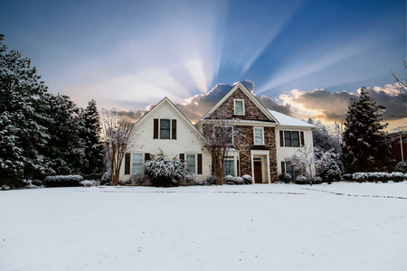 A nice house after a snow stormの写真素材