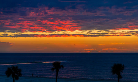 A brilliant sunrise in a tropical beach location