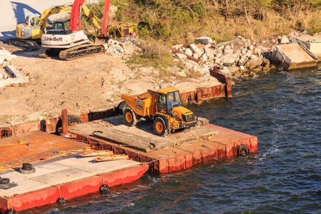 Dump Truck on Bargeのeditorial素材