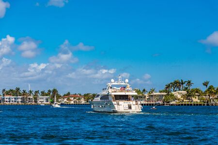 Large Yacht in Blue Channelのeditorial素材