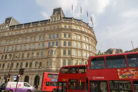 Red Double Decker Buses in Londonのeditorial素材