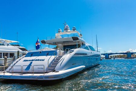 FORT LAUDERDALE, FLORIDA - February, 25, 2018: The Intracoastal Waterway is 3,000-miles long from Boston, Massachusetts, around the southern tip of Florida to Brownsville, Texas.のeditorial素材