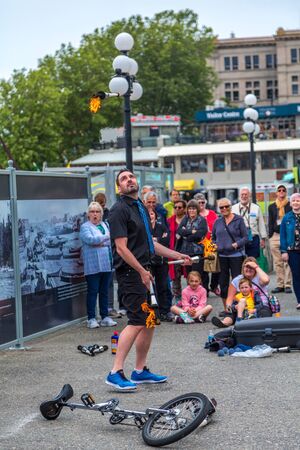 Juggling with Fire by Unicycleのeditorial素材