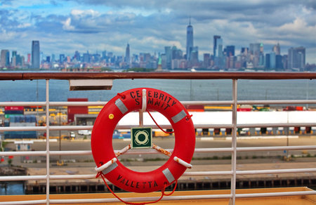 NEW YORK CITY - July 7, 2017: Royal Caribbean operate over 25 ships and own Celebrity Cruise Linesのeditorial素材