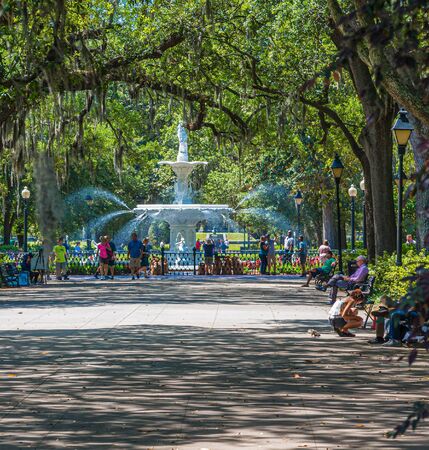 Families Around Forsyth Fountainのeditorial素材