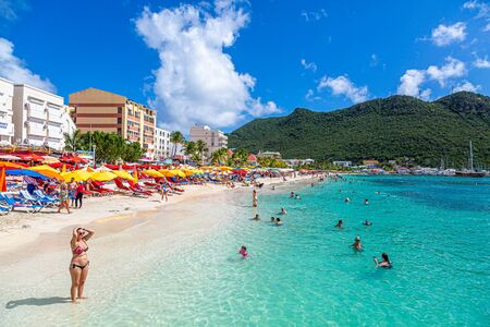 PHILIPSBURG, SINT MAARTEN - November 24, 2016: St. Maarten's economy is based on tourism from tourists staying on the island or from the many cruise lines that dock in the Philipsburg Harbour.のeditorial素材