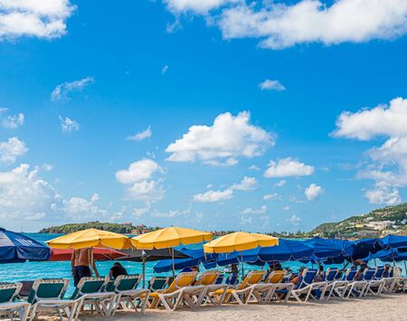 PHILIPSBURG, SINT MAARTEN - November 24, 2016: St. Maarten's economy is based on tourism from tourists staying on the island or from the many cruise lines that dock in the Philipsburg Harbour.のeditorial素材