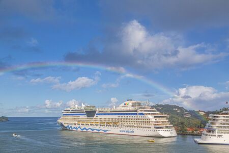 CASTRIES, ST LUCIA - November 21, 2016: AIDA Cruises is an American-British-owned German cruise line based in Rostock, Germany. The company entered the cruise industry in the 1960sのeditorial素材