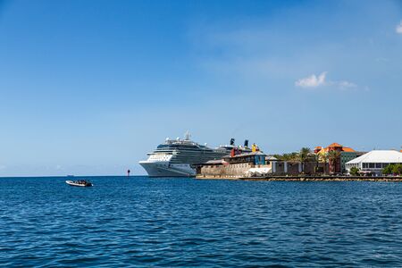 WILLEMSTAD, CURACAO - November 16, 2016: While still an industrial shipping port, Willimestad, with its colorful architecture is becoming a Caribbean tourist mecca and cruise ship destination.のeditorial素材