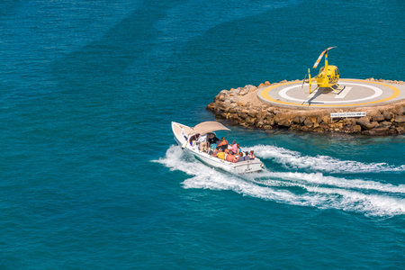 Water Taxi Past Heli-Padのeditorial素材