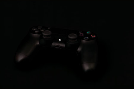CUMMING, GEORGIA - April 28, 2017: PlayStation is a brand of video game consoles. It was created by Sony on December 3, 1994, with the launch of the original PlayStationのeditorial素材