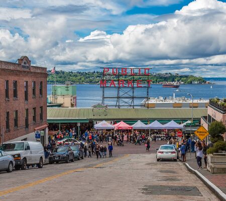 Pike Place Market Down Pine Streetのeditorial素材