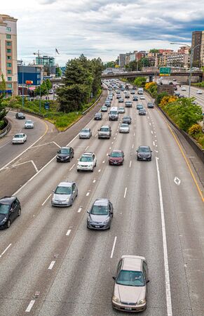 Traffic on Seattle Interstateのeditorial素材