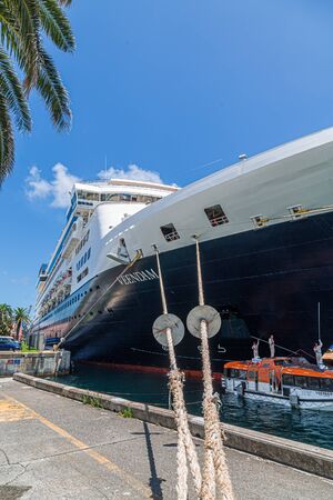 HAMILTON, BERMUDA - July 12, 2017: Bermuda has a blend of British and American culture, which can be found in the capital, Hamilton. Its Royal Naval Dockyard combines modern attractions with history.のeditorial素材