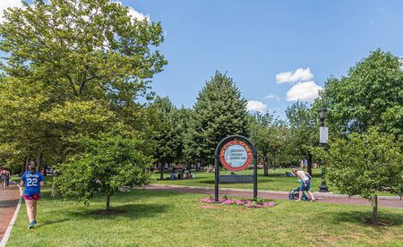 BOSTON, MASSACHUSETTS - July 9, 2017: Boston is one of the oldest cities in the States and is rich in history. This brings in a huge tourism industry to parks, boating and historic sites.のeditorial素材