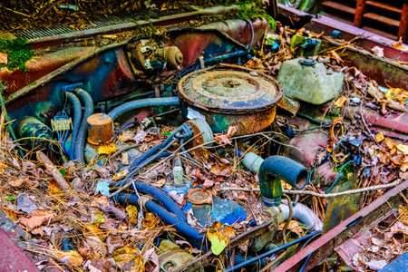 Dirty Engine in a Junkyard