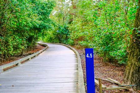 Path Curving Past 4.5 Mile Markerの写真素材