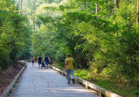 ALPHARETTA, GEORGIA - October 7, 2018: The Big Creek Greenway is over 20 miles of paved and board...