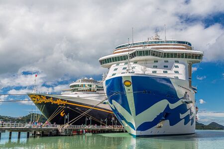 ANTIGUA, WEST INDIES - November 30, 2017: Princess Cruises is a cruise line owned by Carnival Corporation and is incorporated in Bermuda and headquartered in Santa Clarita, California.のeditorial素材
