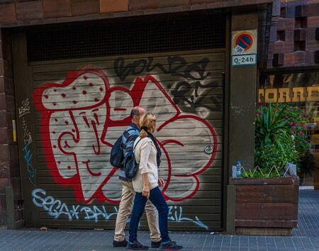 BARCELONA, SPAIN - September 21,, 2017: Barcelona is the capital and largest city of Catalonia, Spain. Barcelona is a major tourist attraction with its unique architecture, churches and parksのeditorial素材