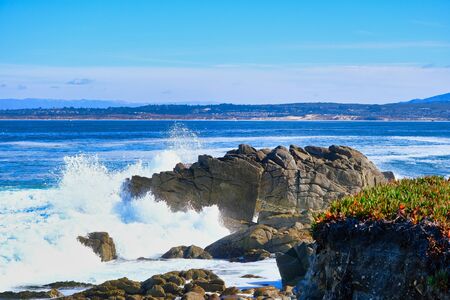Monterey Rocks and Surfの写真素材