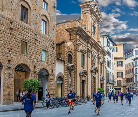 Runners Down Florence Avenueのeditorial素材