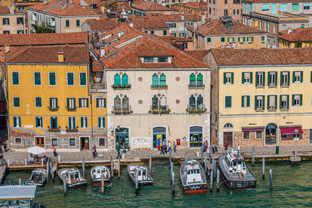Boats at Venice Dockのeditorial素材