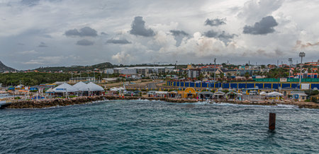 WILLEMSTAD, CURACAO - December 5, 2017: While still an industrial shipping port, Willimestad, with its colorful architecture is becoming a Caribbean tourist mecca and cruise ship destination.のeditorial素材