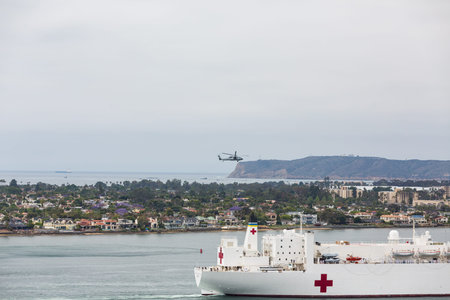 Helicopter Over Naval Hospital Ship