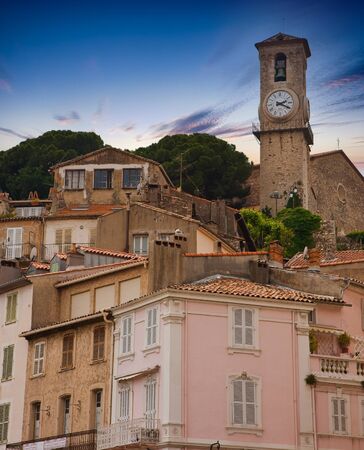 Clock Tower Above Cannes Apartmentsの写真素材