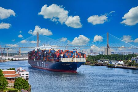 Massive Freighter on Savannah Riverのeditorial素材