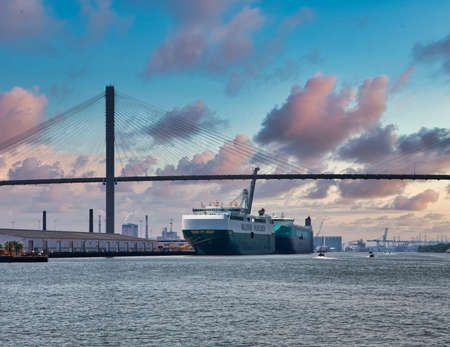 Two Carriers in Savannah Harborのeditorial素材