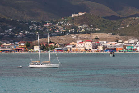 Saiboat Moored Off Philipsburgのeditorial素材