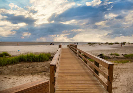 Boardwalk onto Early Morning Beachのeditorial素材
