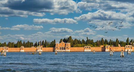 Island of San Michele across Canalの写真素材