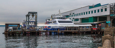 SEATTLE, WASHINGTON - July 4, 2019: Logging was Seattle's first major industry, but this has long been replaced by shipping, tourism, technology, and music, and has a strong counter-culture presence.のeditorial素材