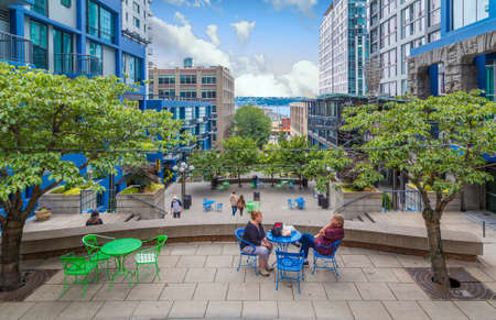 Patio Overlooking the Seattle Waterfrontのeditorial素材