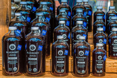 Bottles of Organic Blueberry Juiceのeditorial素材