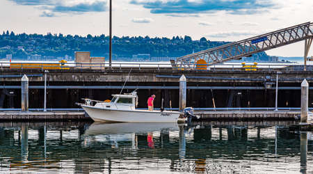 Small Boat at Large Pierのeditorial素材