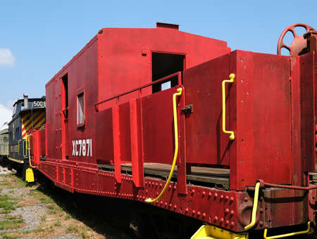 Red Caboose with Yellow Trimのeditorial素材
